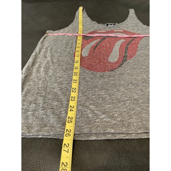 Rolling Stones Bravado Tank Top Iconic Lips Tongue Classic Logo Rhinestones Sz L - Picture 7 of 9